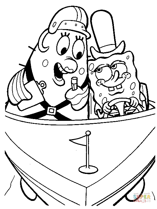 Mrs puff and spongebob in a little boat coloring page free printable coloring pages