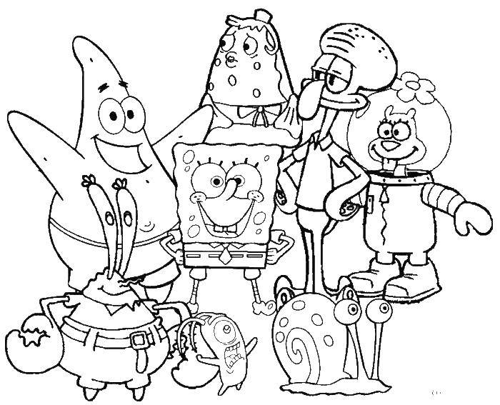 Online coloring pages coloring page the residents of bikini bottom spongebob download print coloring page