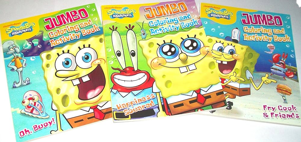 Spongebob squarepants jumbo coloring and activity books fry cook friends happiness squaredoh buoy