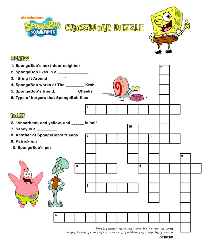 Spongebob crossword puzzle spongebob party spongebob birthday party decorations spongebob birthday