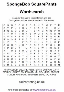 Spongebob squarepants printable wordsearch substitute teacher tips spongebob free printable word searches