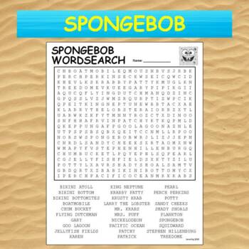 Spongebob squarepants word search by cosmo jacks technology resources