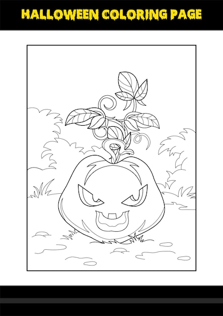 Premium vector halloween coloring page for kids line art coloring page design for kids