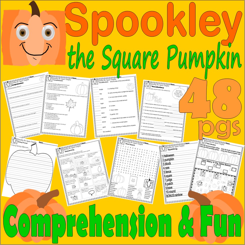 Spookley square pumpkin halloween book study panion reading prehension made by teachers