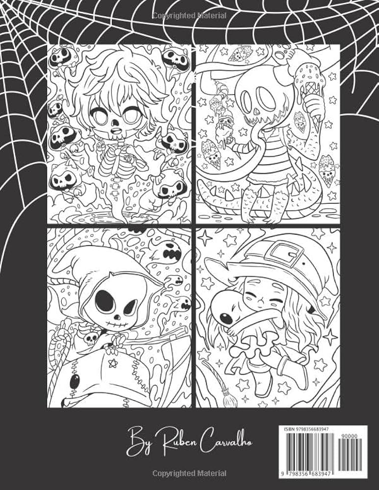 Spooky adult coloring book relaxation and stress relief horror style designs carvalho ruben books