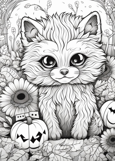 Cute halloween adult coloring page