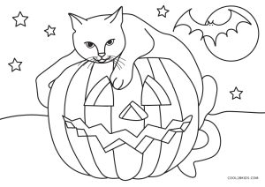 Free printable halloween cat coloring pages for kids