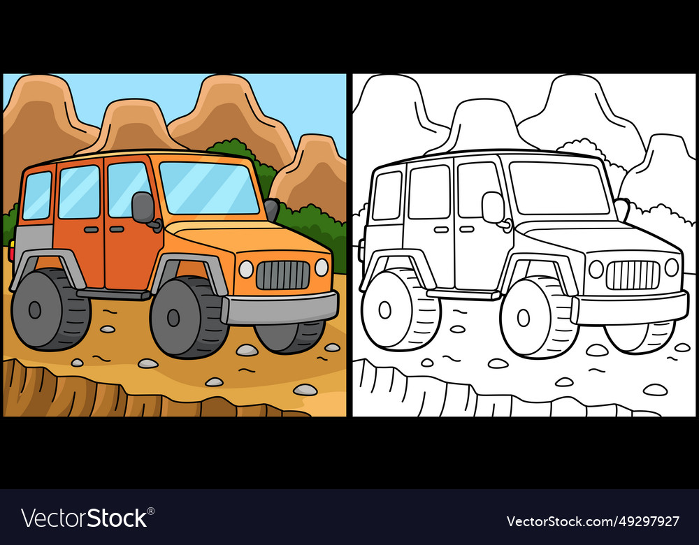 Off road vehicle coloring page royalty free vector image