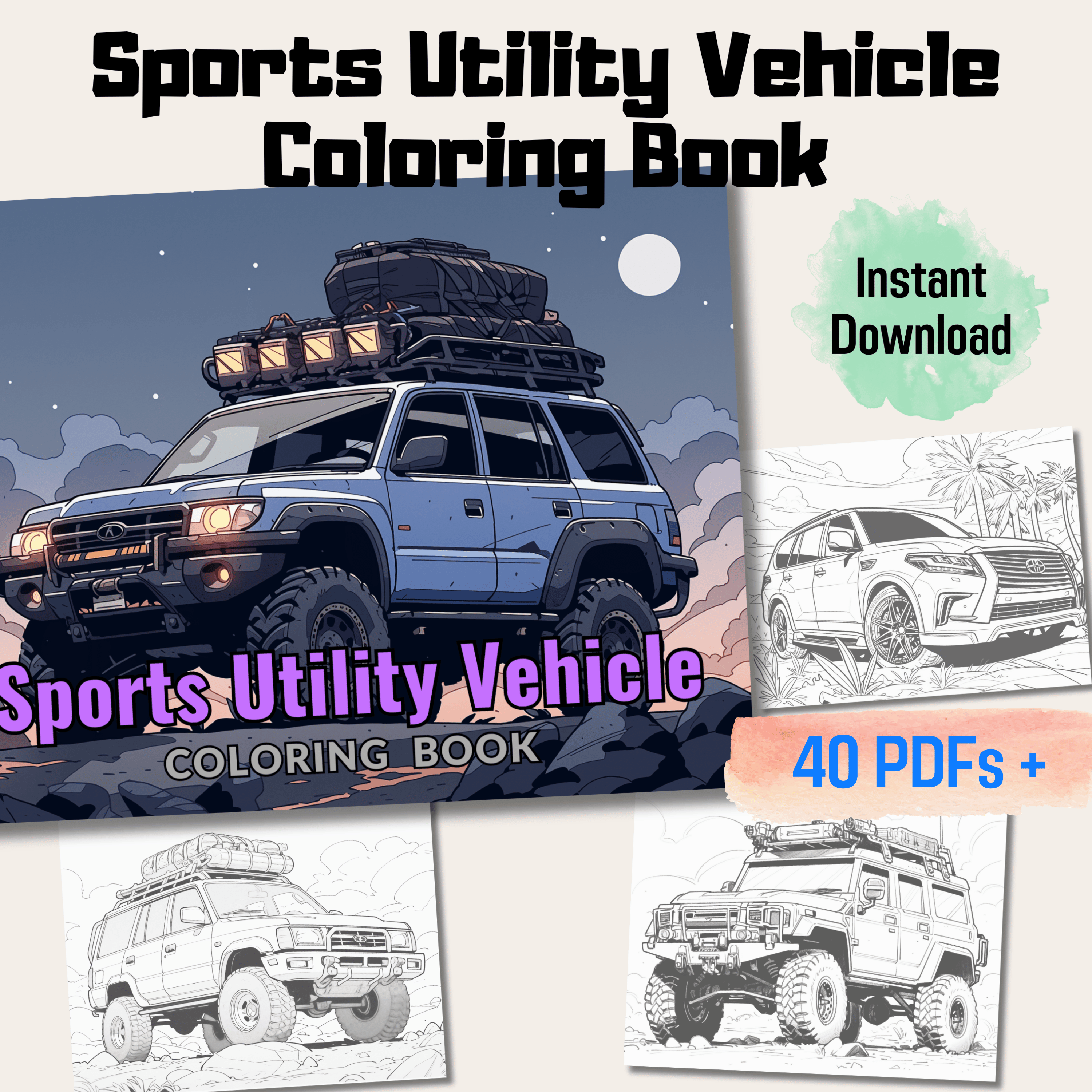 Sports utility vehicle coloring book fun and educational suv coloring â funny print for you