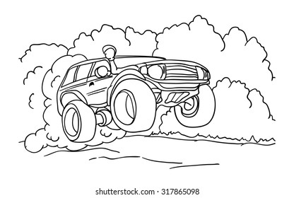 Offroad vehicle coloring page kids stock vector royalty free