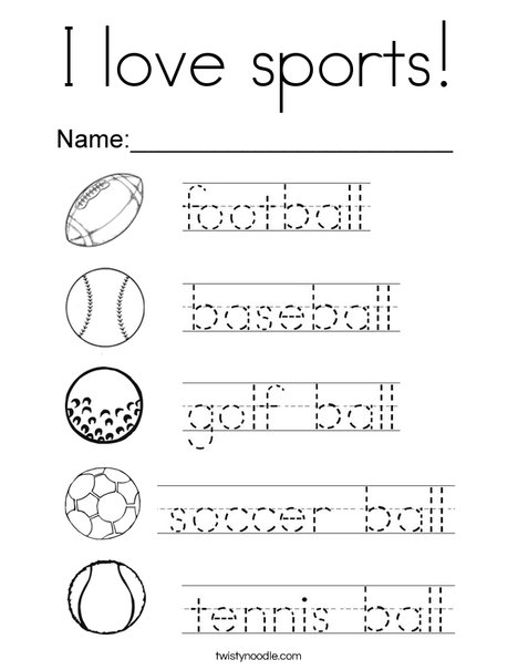 I love sports coloring page