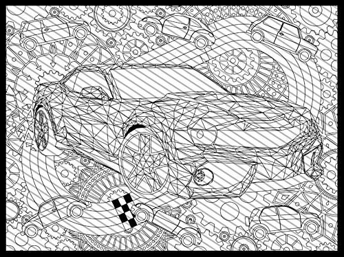 Sports car boys room decor coloring page for boys jumbo coloring book for kids and adults handmade products