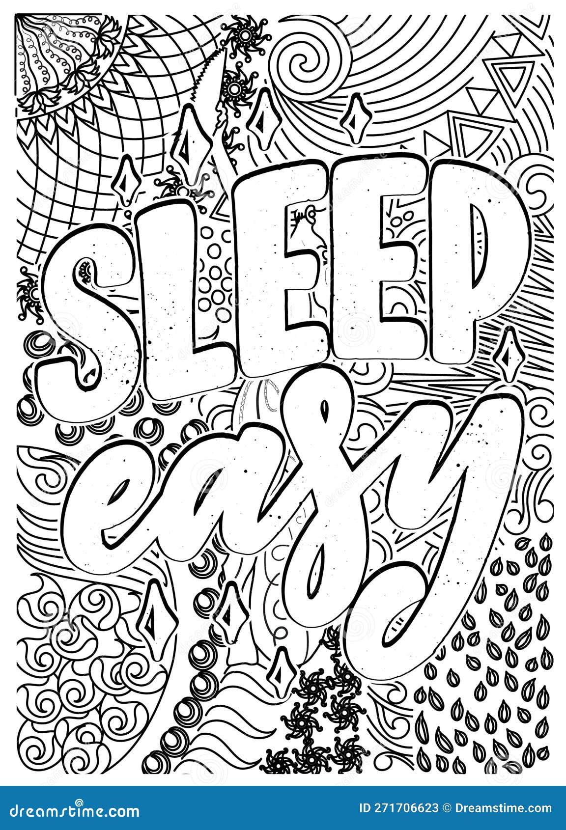 Sleeping inspirational quote coloring pages for adults sports and fitness coloring page design stock illustration
