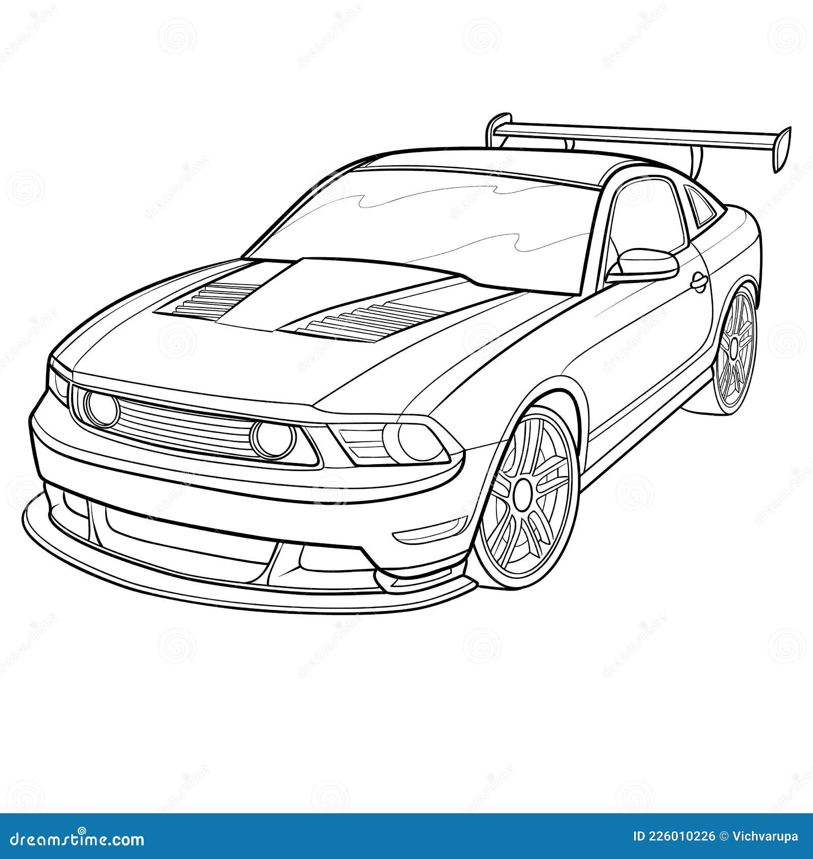 Sketch sports car coloring book isolated object on white background vector illustration stock vector