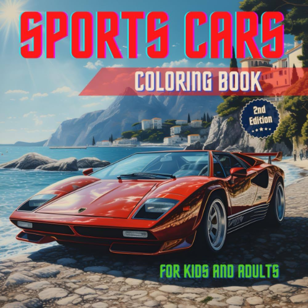 Exotic dream sports car coloring book insanely detailed relaxation coloring pages with high end luxury car designs with stunning and unique coloring books for adults teens and kids books driven
