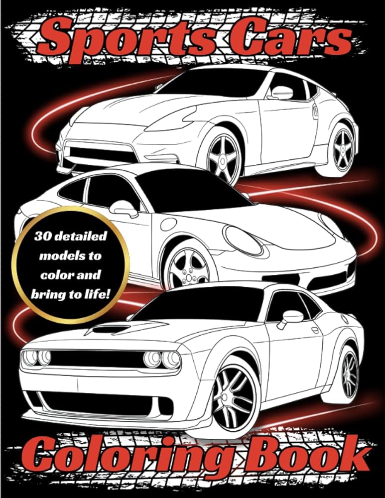 Sports r coloring book cool r coloring pages featuring foreign importexotic jdm and muscle rs for adults teenagers and kids mokbel georges books