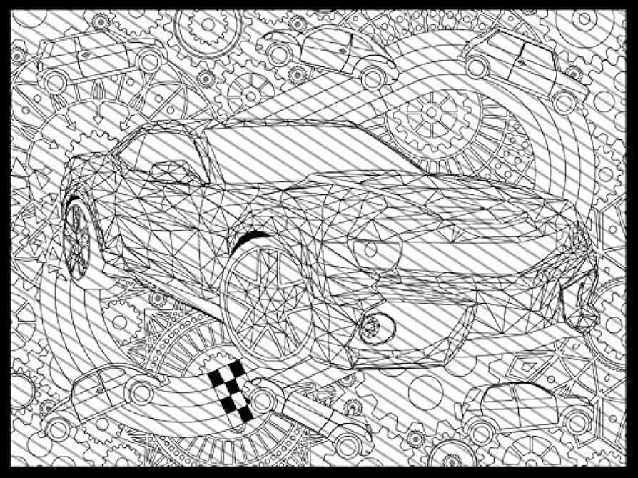 Sports car boys room decor coloring page for boys jumbo coloring book for kids and adults handmade products