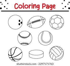 Sport balls coloring page kids carton stock vector royalty free