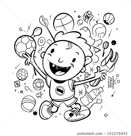 Sportblack and white coloring pages for kids