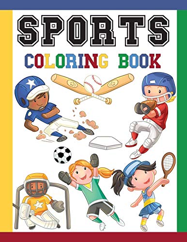 Sports coloring book great coloring pages for kids baseball football hockey tennis soccer skating large size illustrations to color