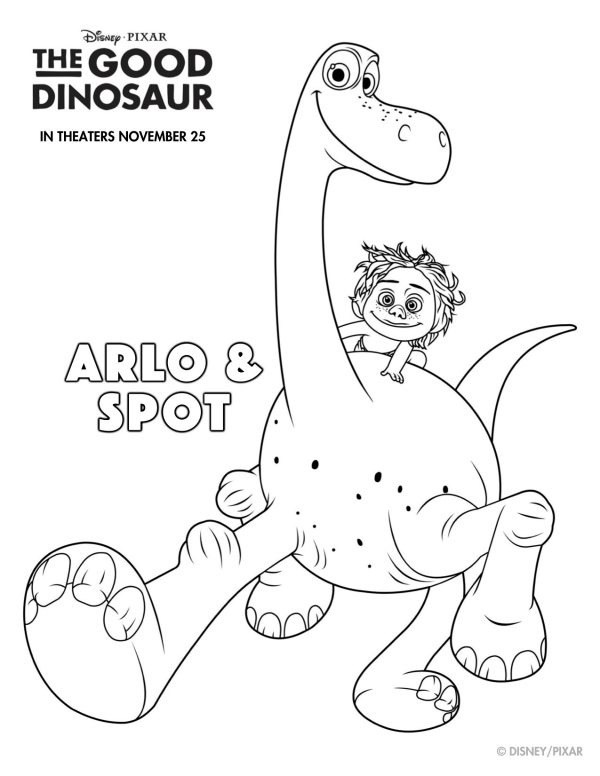Free printable disney the good dinosaur arlo spot coloring page