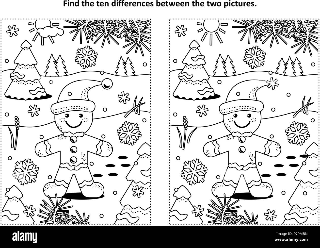 Spot the difference adult puzzle black and white stock photos images