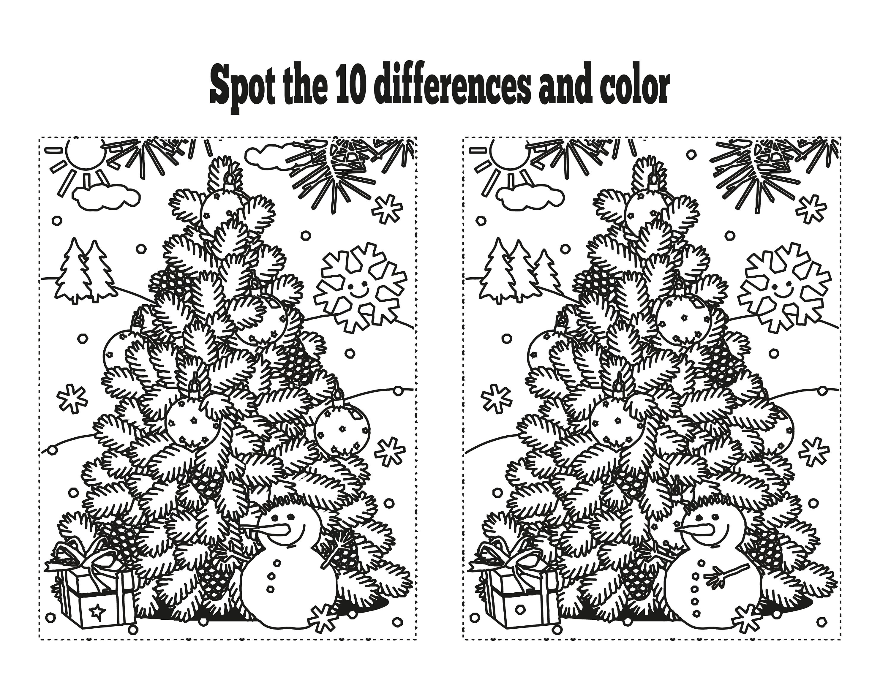 Spot the difference christmas themed activitycoloring book total images digital