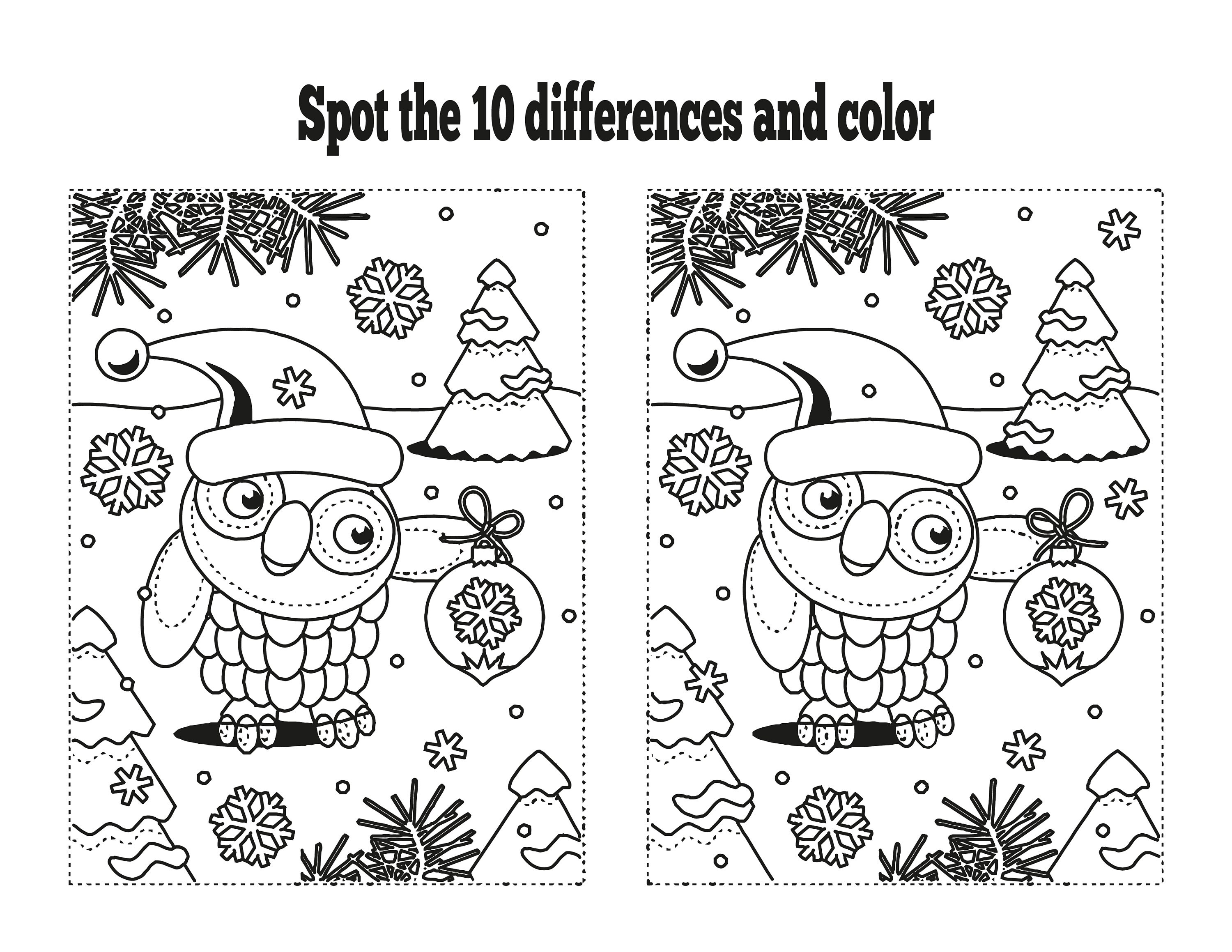 Spot the difference christmas themed activitycoloring book total images digital