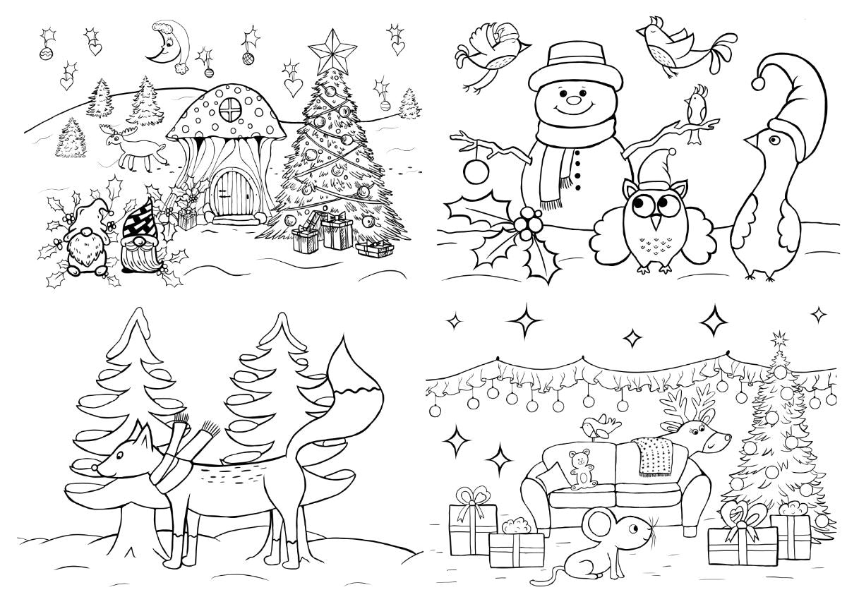 Four colouring pages christmas â art activities with kristina bjãrnson