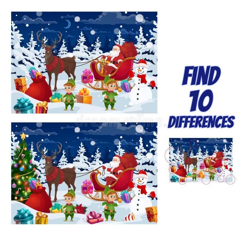 Christmas spot difference stock illustrations â christmas spot difference stock illustrations vectors clipart