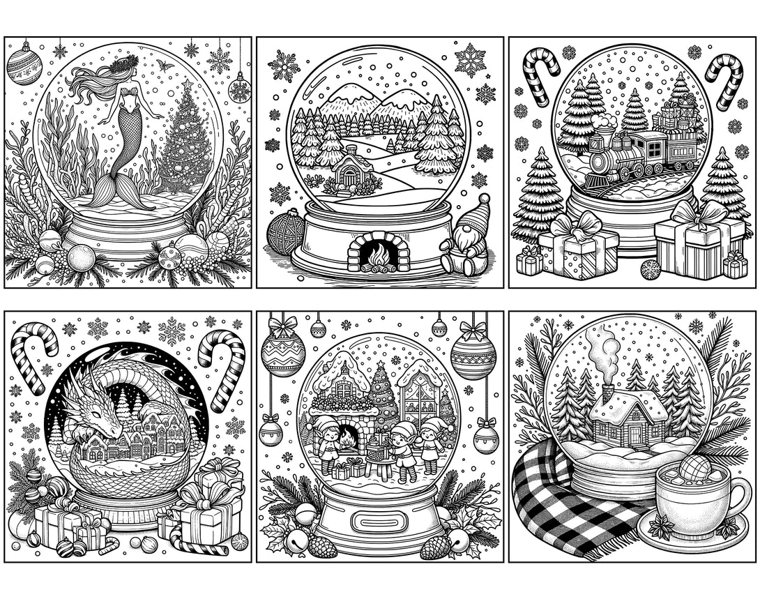 Snow globe christmas coloring pages