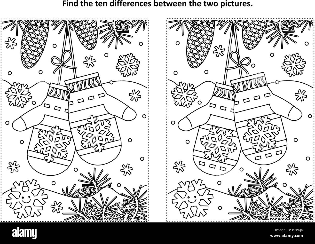 Spot the difference puzzle black and white stock photos images
