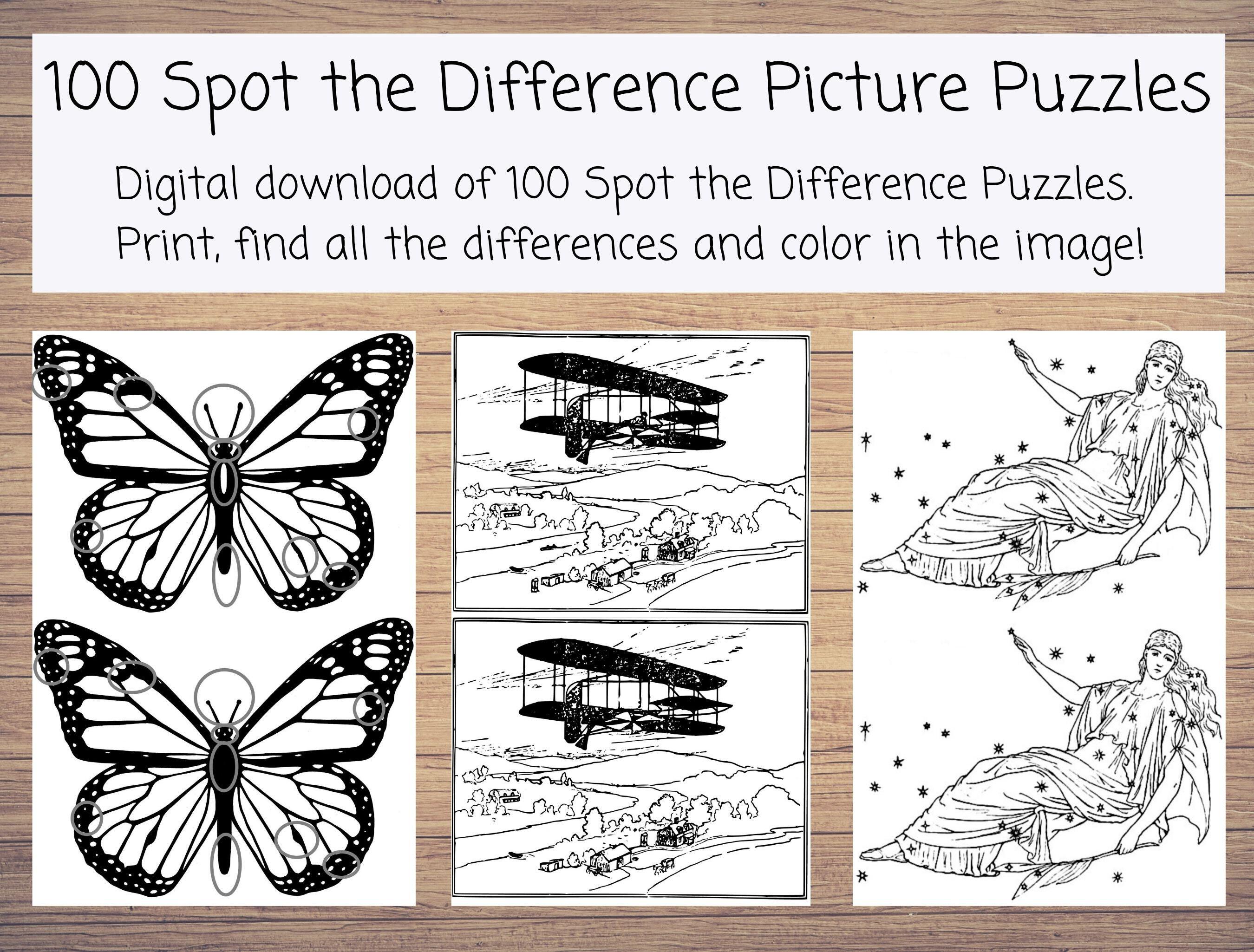 Products printable spot the difference picture puzzles activity book for adults and teens variety of images that range from easy to hard for hours of fun