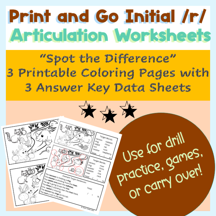 Initial r articulation spot the difference coloring sheets made by teachers