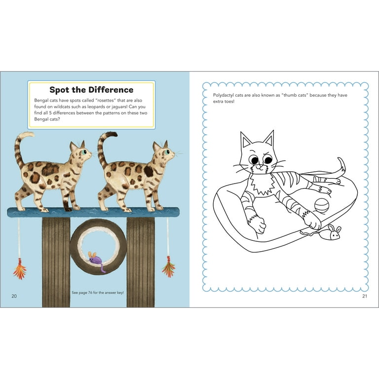 Cute cats activity book for kids activities including coloring dot