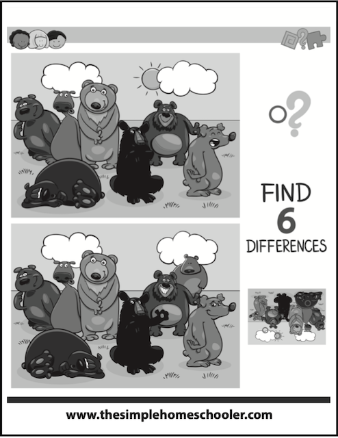 Free spot the difference worksheets easy print