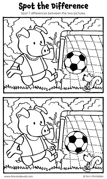 Spot the difference â the soccer players â tims printables