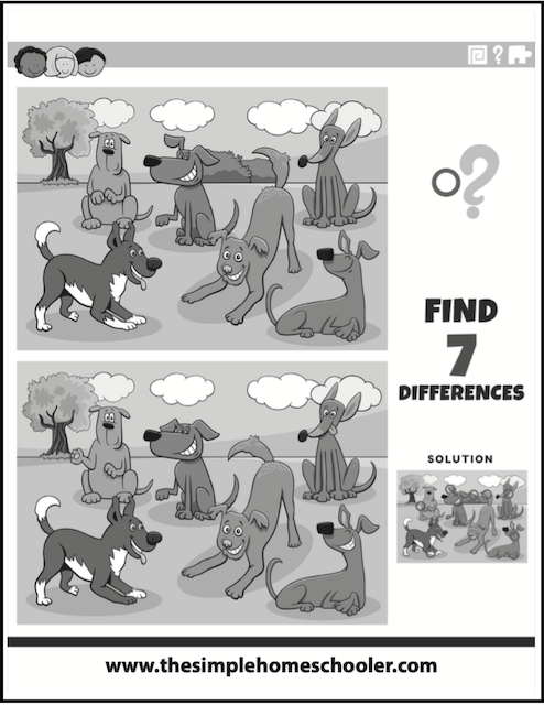 Free spot the difference worksheets easy print