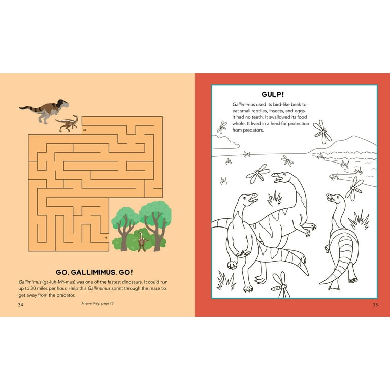 Dinosaur activity book for kids activities including coloring dot