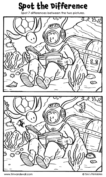 Spot the difference â underwater reading â tims printables