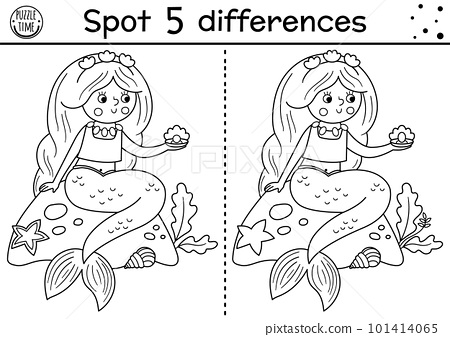 Black and white find differences game for