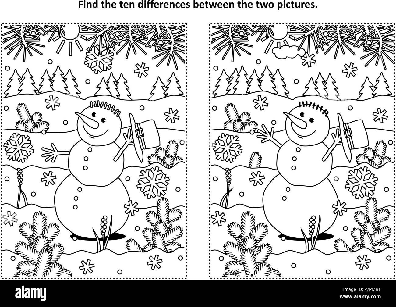 Spot the difference adult puzzle black and white stock photos images