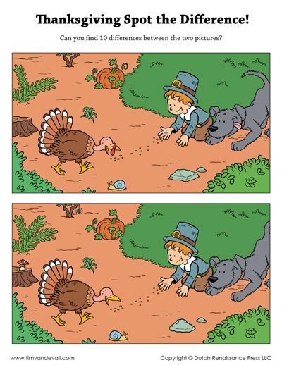 Thanksgiving spot the difference â tims printables spot the difference kids find the difference pictures thanksgiving worksheets