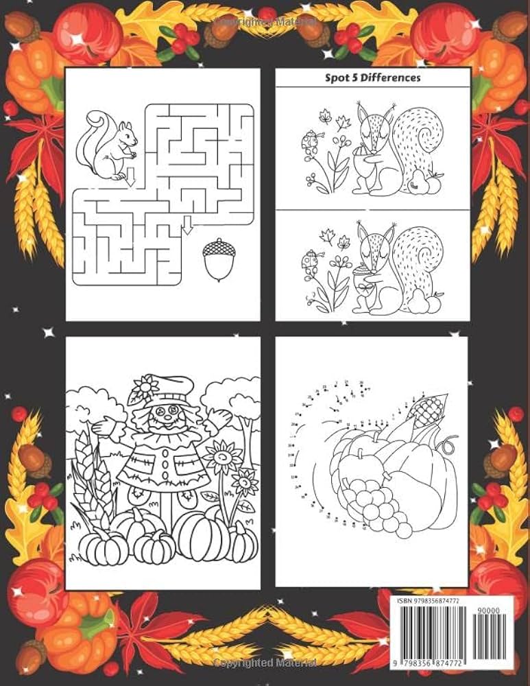 Thanksgiving activity book for kids ages