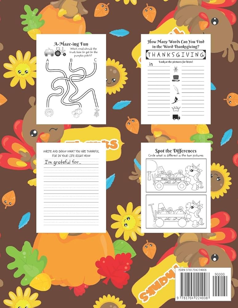 Thanksgiving activity and coloring book for