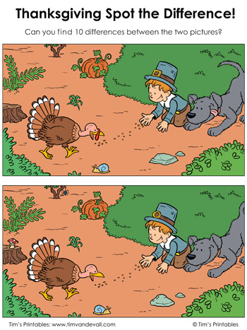 Thanksgiving spot the difference â tims printables