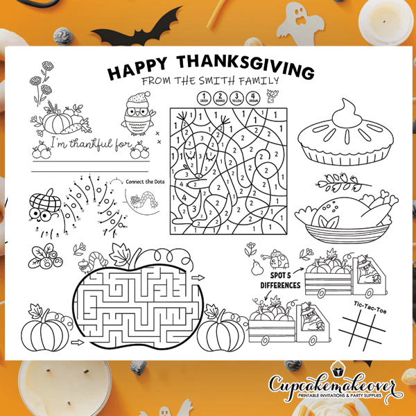 Thanksgiving coloring sheet party activity