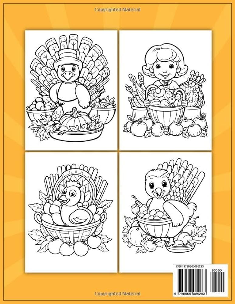 Thanksgiving coloring book thanksgiving coloring page for kids featuring a variety of designs and drawing styles sheets are printed separately to prevent bleed