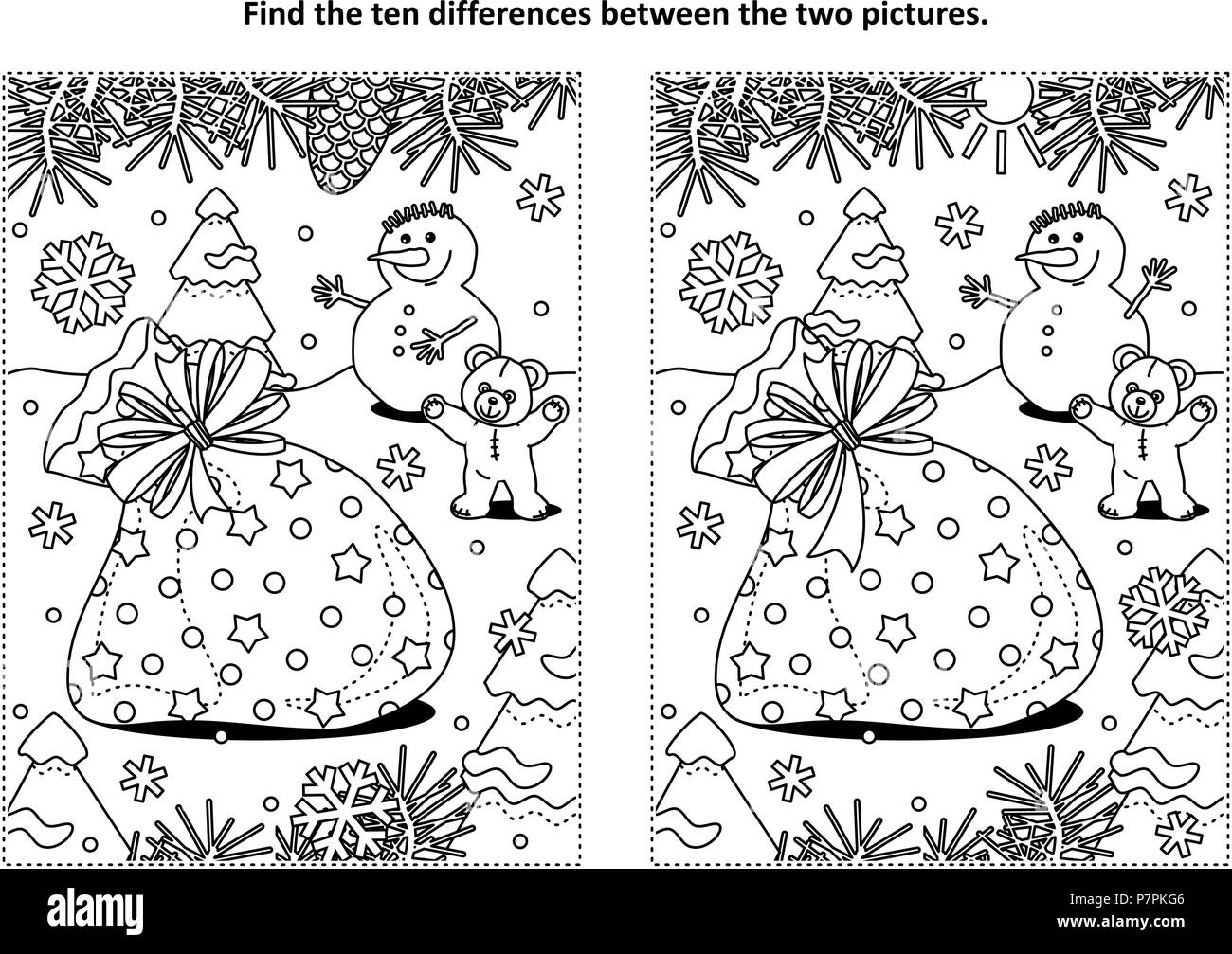 Spot the difference puzzle black and white stock photos images