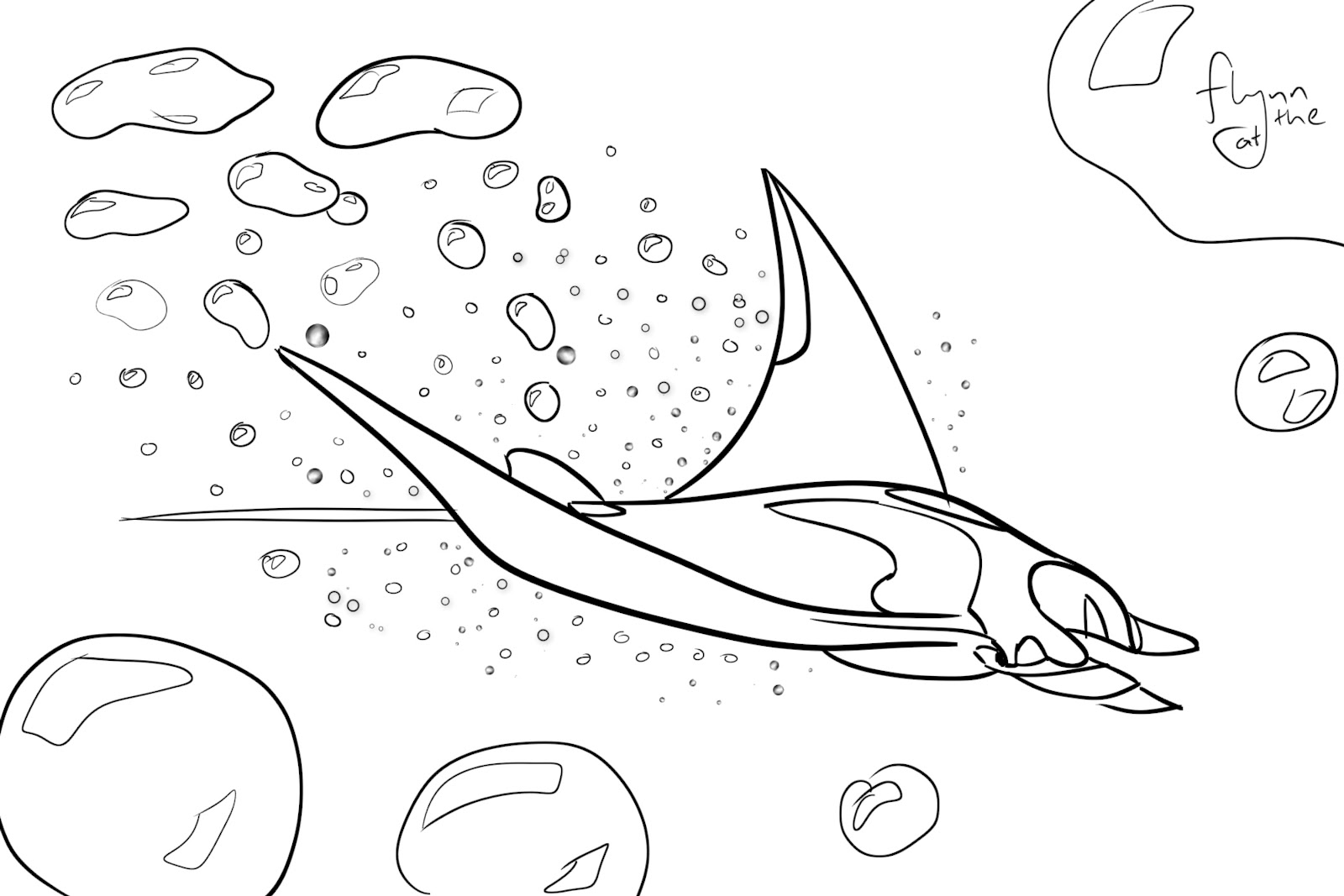 Colouring page art manta ray wildlife colouring page